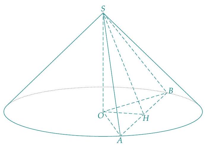 Cho khối nón đỉnh $S$ có đường cao bằng 2a. Mặt phẳng $(P)$ đi qua đỉnh $S$ nhưng không chứa trục của hình nón cắt đường tròn đáy tại hai điểm $A$ và $B$ sao cho $A B=4 a$. Biết mặt phẳng $(P)$ tạo với đáy nón một góc $60^{circ}$, thể tính của khối nón đã cho bằng 1 Cho khối nón đỉnh $S$ có đường cao bằng 2a. Mặt phẳng $(P)$ đi qua đỉnh $S$ nhưng không chứa trục của hình nón cắt đường tròn đáy tại hai điểm $A$ và $B$ sao cho $A B=4 a$. Biết mặt phẳng $(P)$ tạo với đáy nón một góc $60^{circ}$, thể tính của khối nón đã cho bằng 1