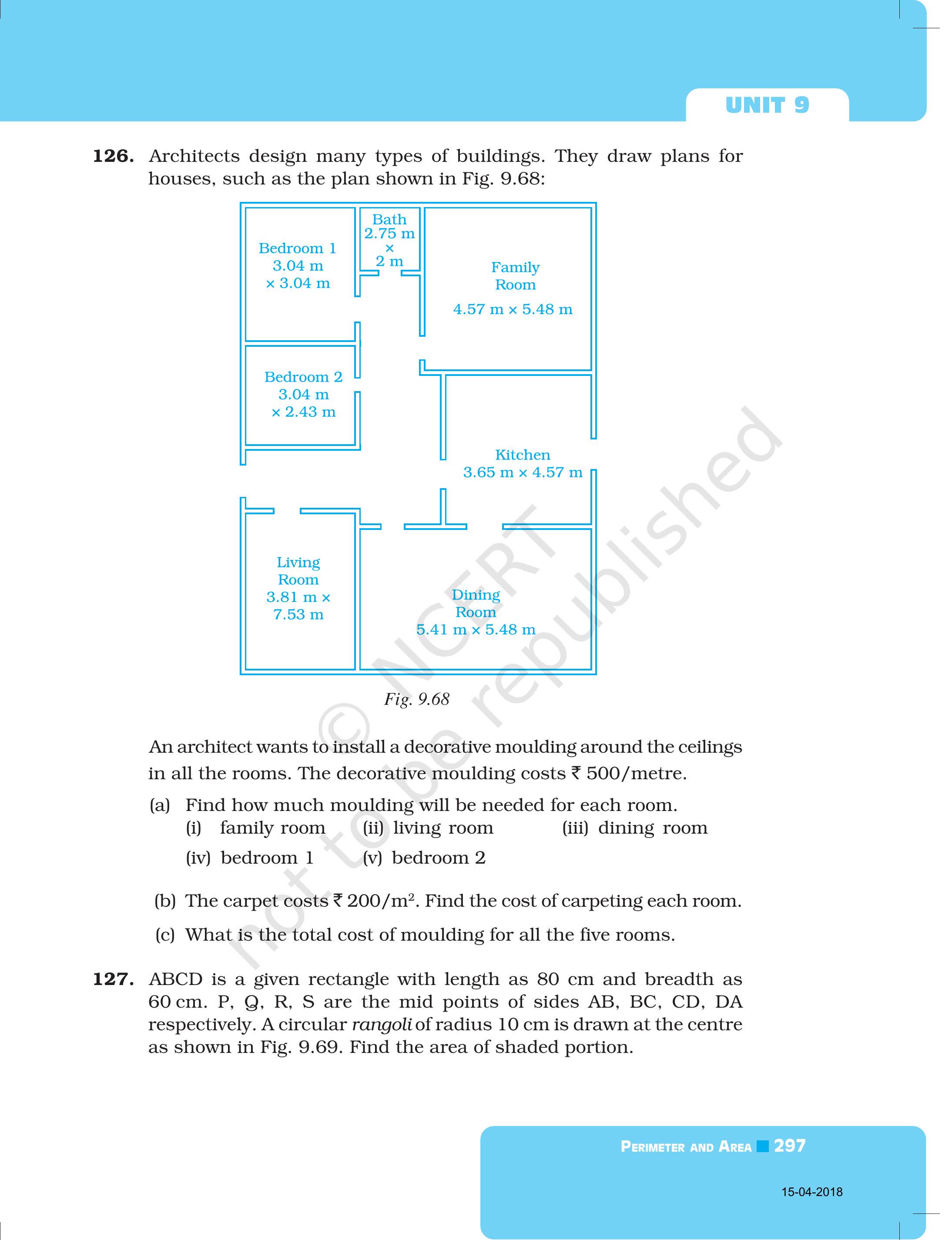 Flexi answers - <p>Architects design many types of buildings. They draw  plans for houses, such as the plan shown in Fig. 9.68: An architect wants  to install a decorative moulding around the