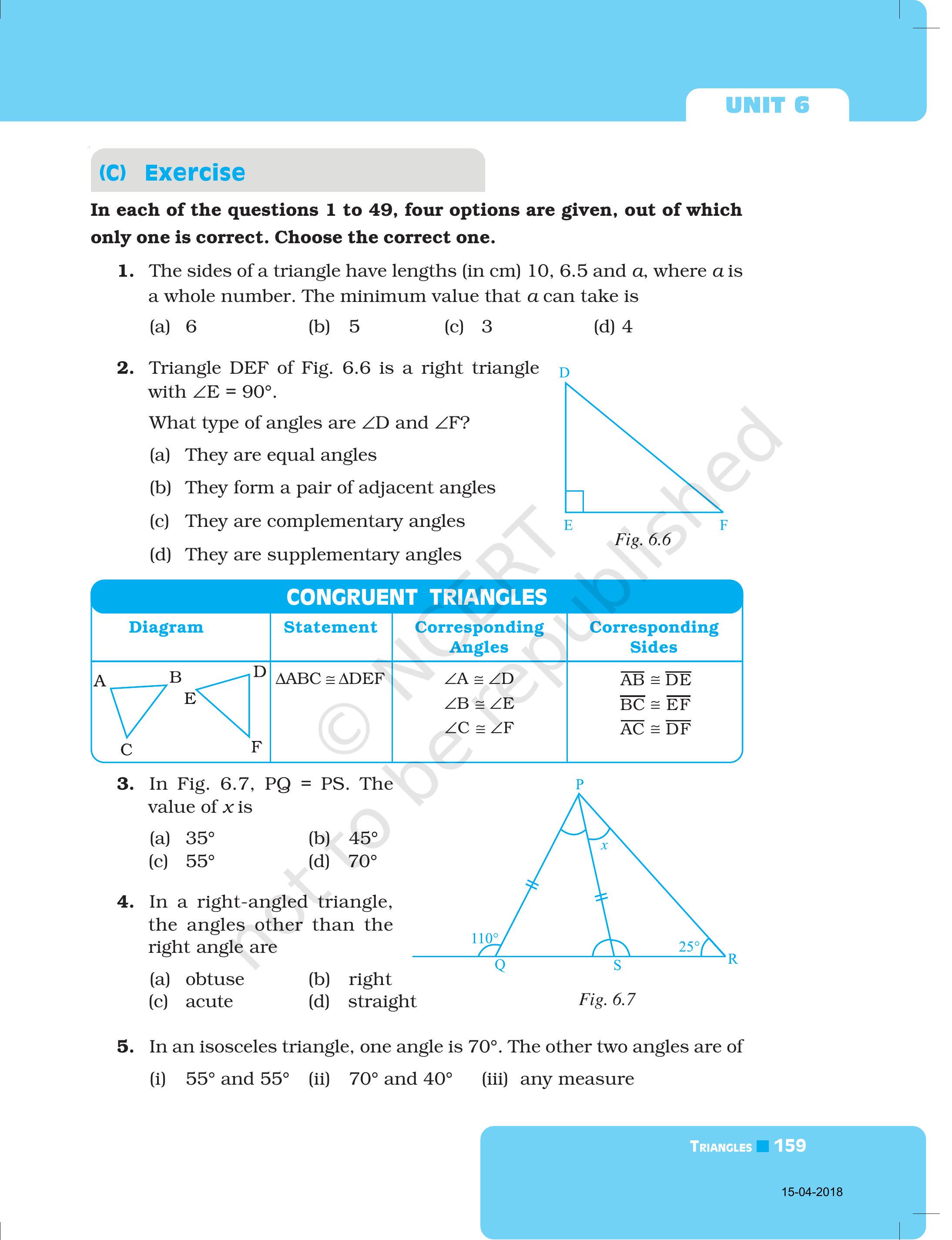 Flexi answers - Triangle DEF of Fig. 6.6 is a right triangle with ...