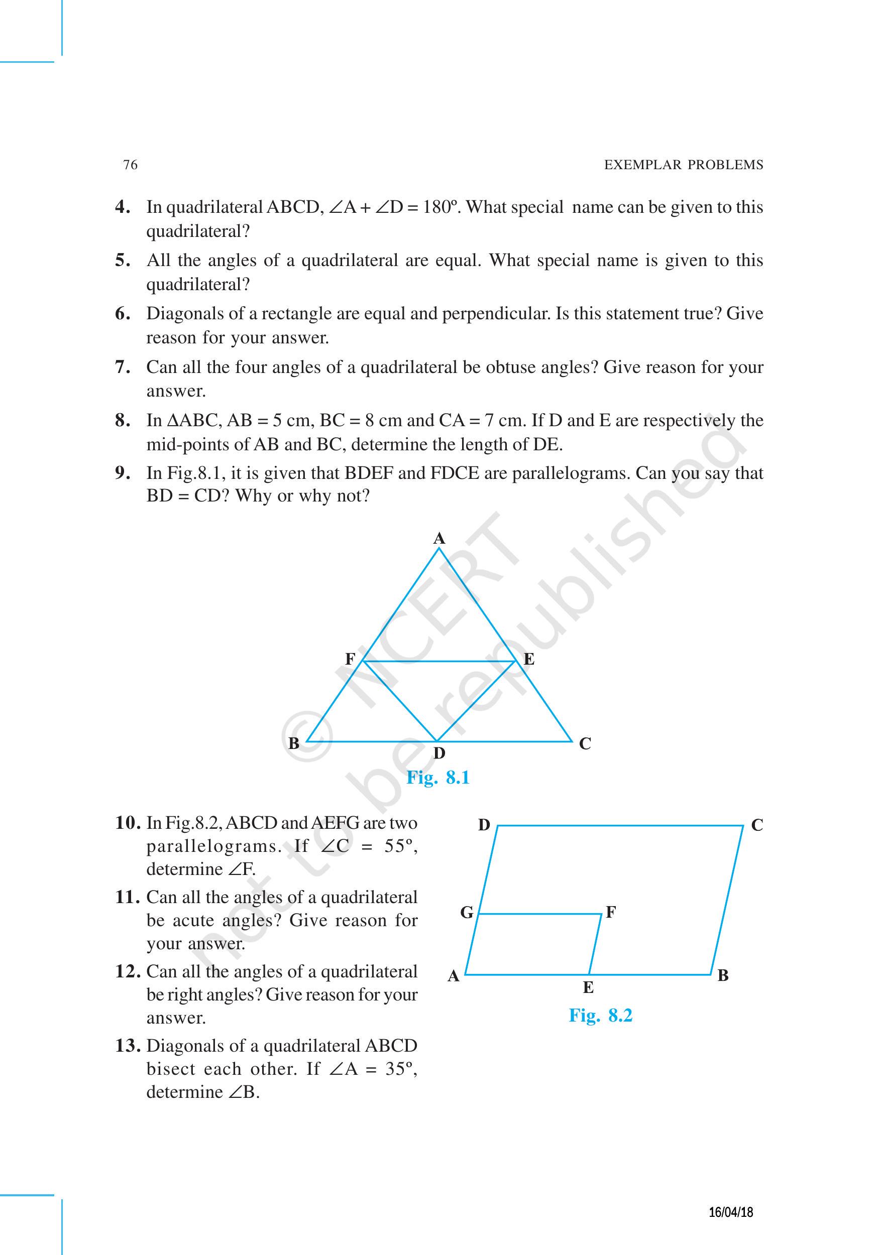 Flexi answers - In Fig.8.1, it is given that BDEF and FDCE are ...