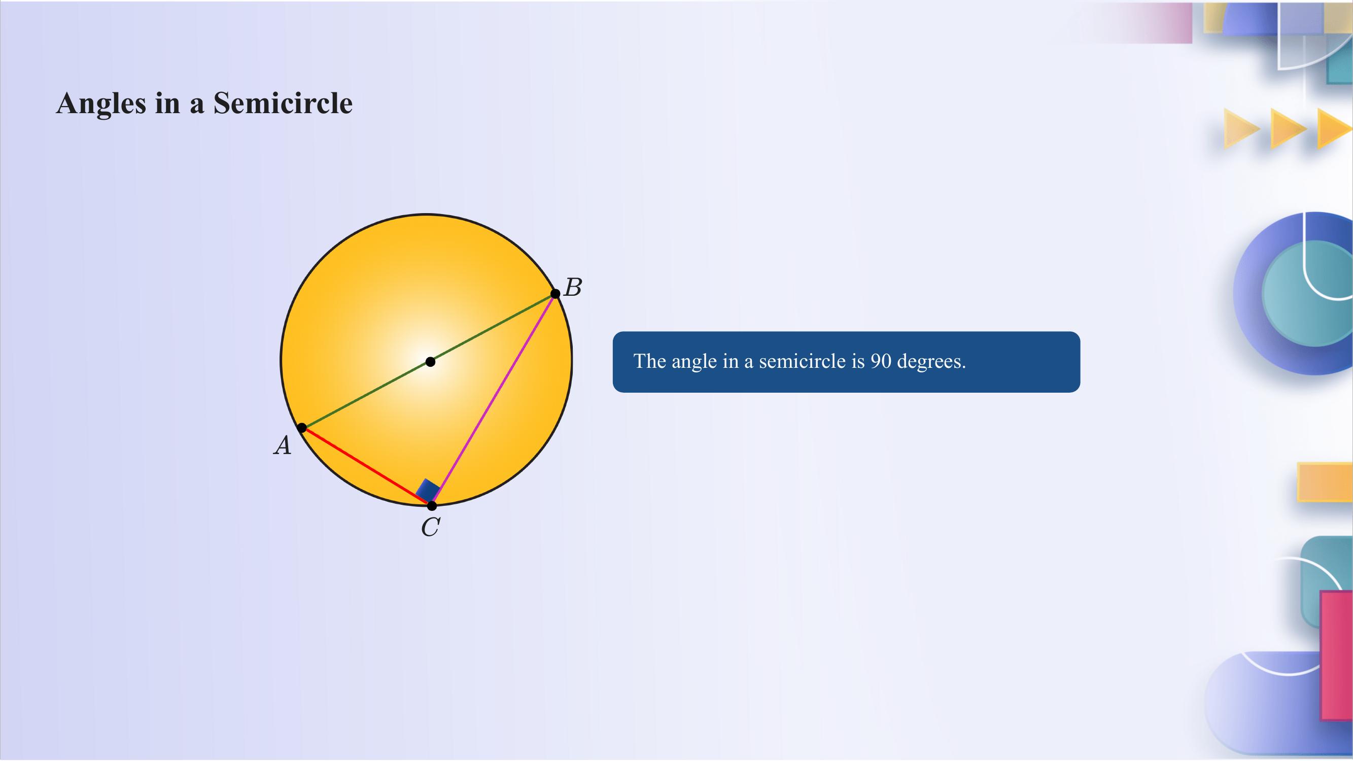 Right-angled triangle formed in a semicircle