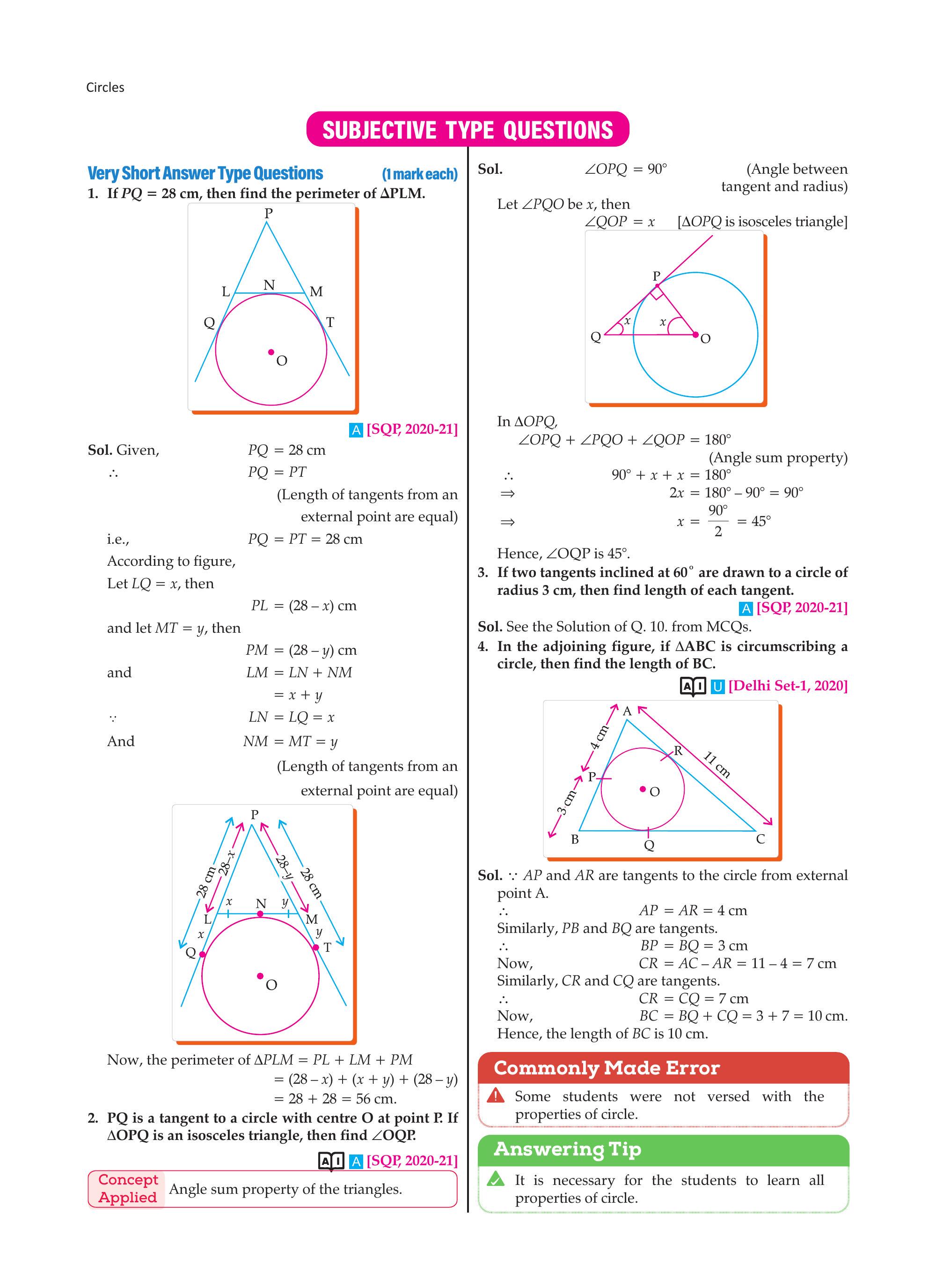 Triangle PLM with circle inscribed, PQ tangent