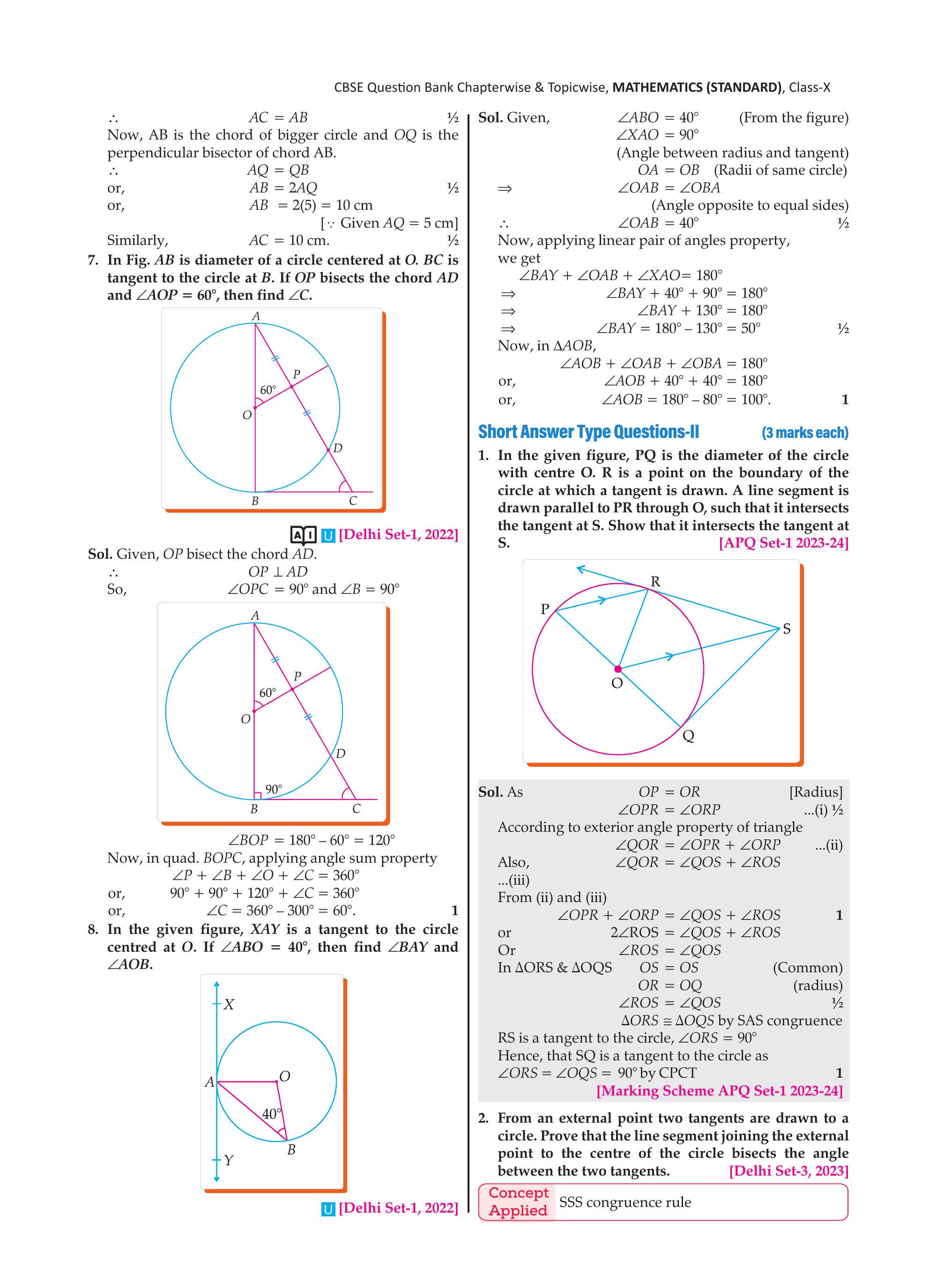 Circle with diameter PQ, tangent at R, OS parallel to PR