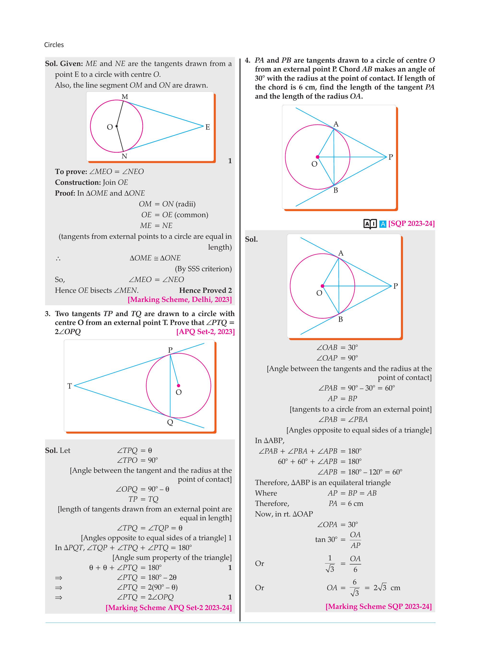 Tangents TP and TQ to circle from external point T