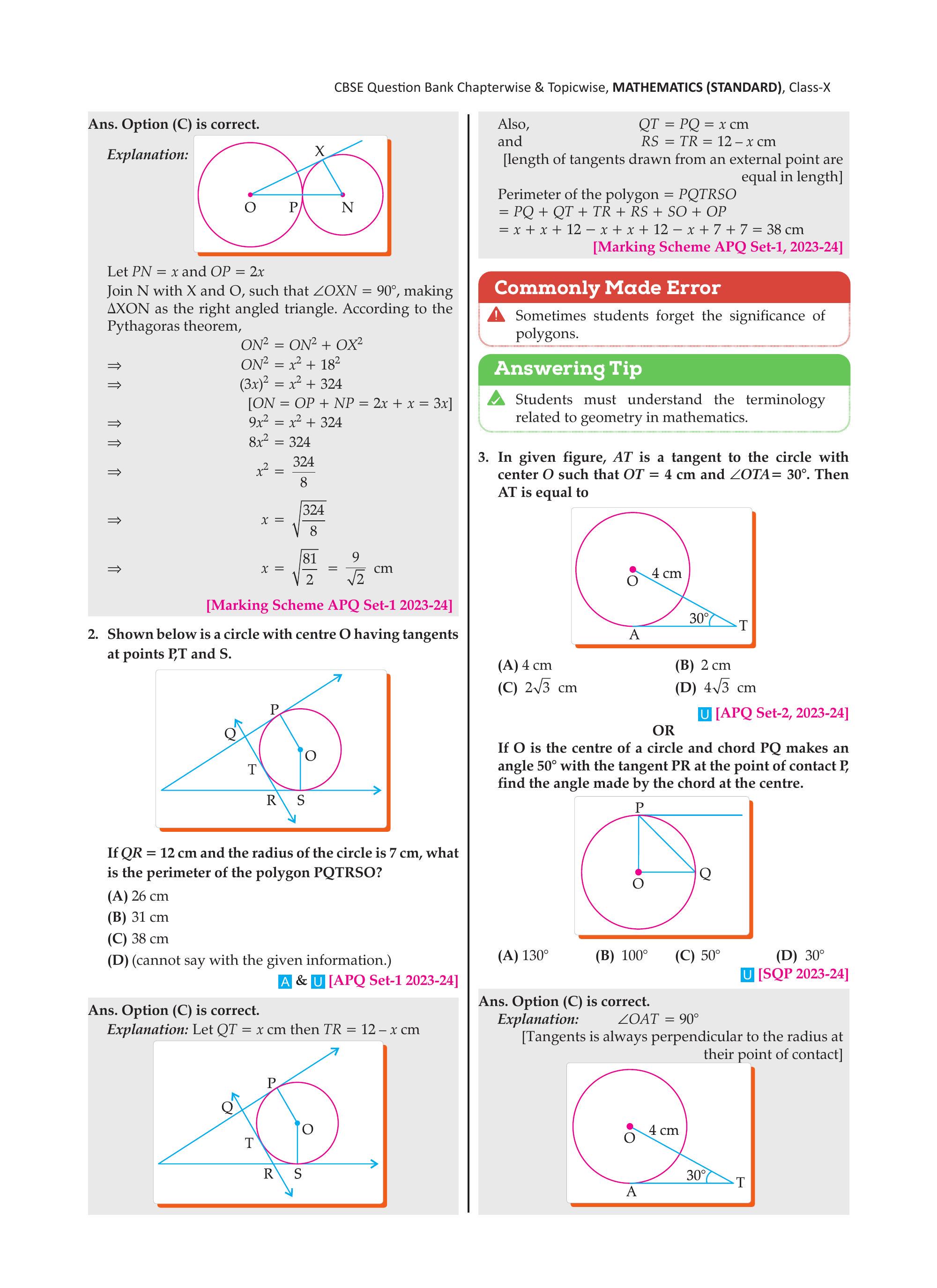 Circle with tangents at P, T and S