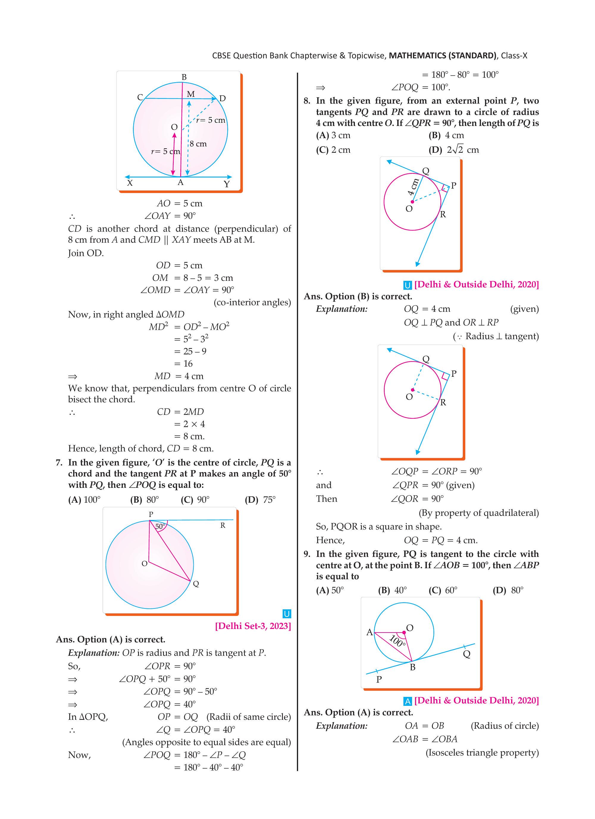 Circle with chord PQ and tangent PR
