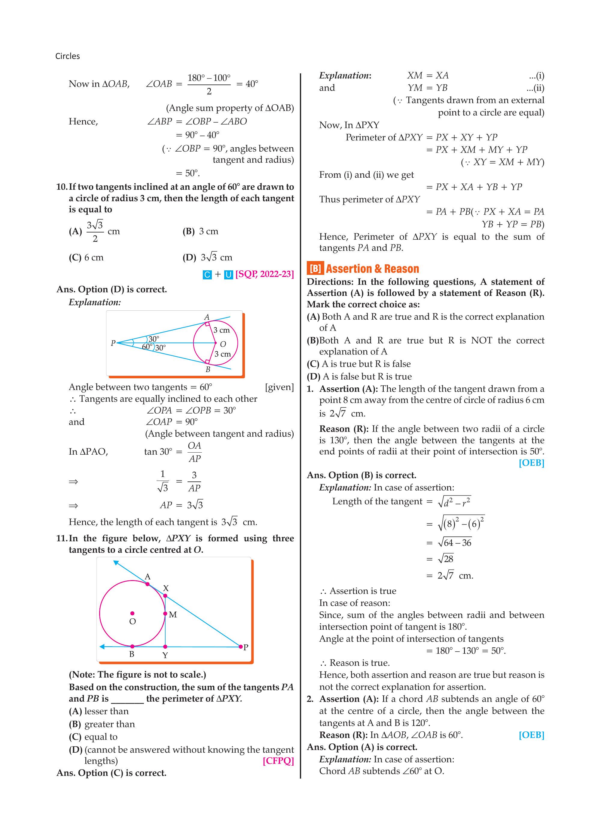 Triangle PXY formed by three tangents
