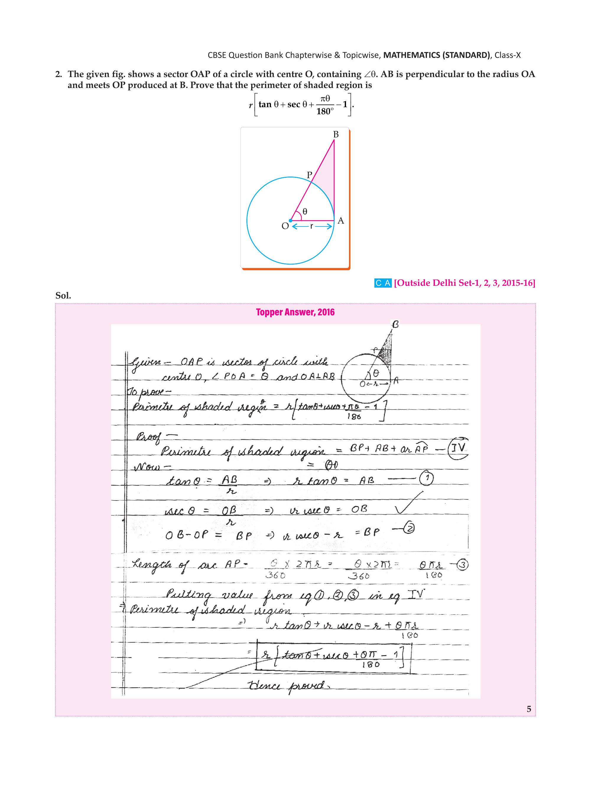 Sector OAP with perpendicular AB