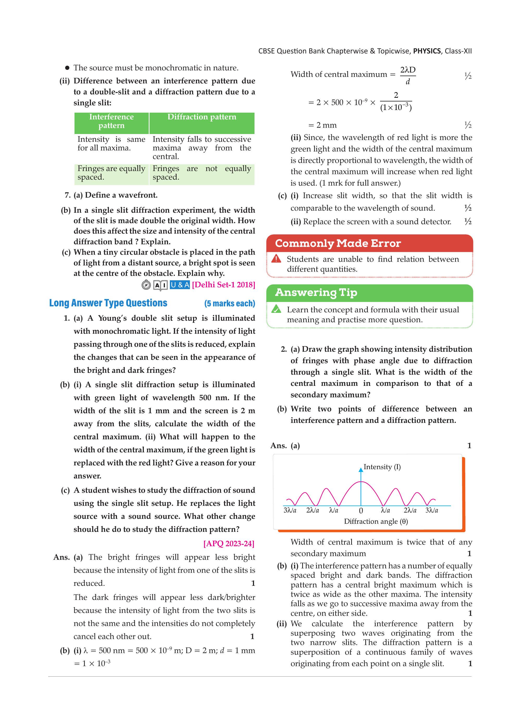 CBSE Class 12 Physics Wave Optics Previous Year Questions | Angle Belearn