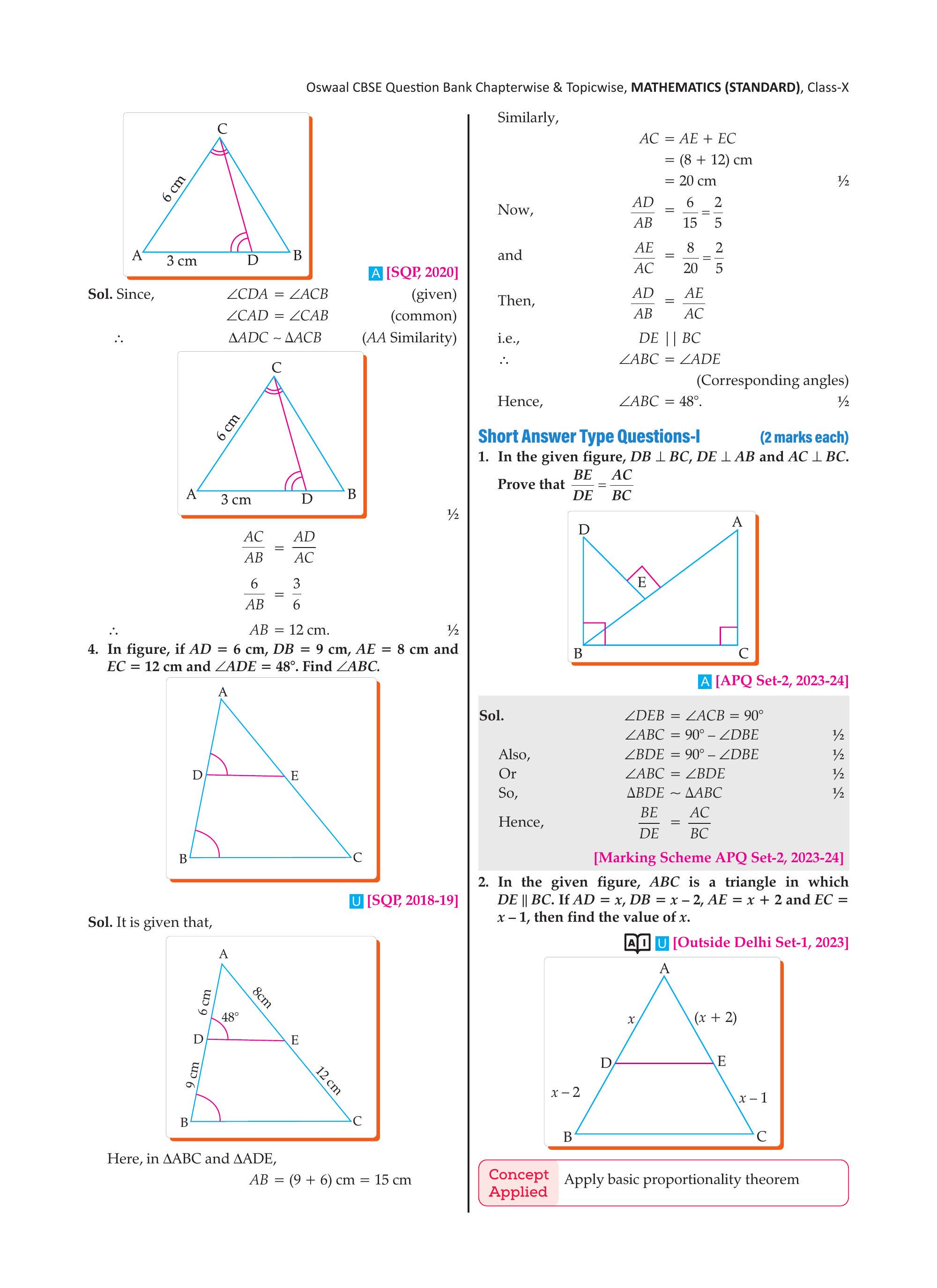 Triangle with angles ACB and CDA