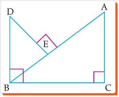 Figure with perpendicular lines DB, DE and AC
