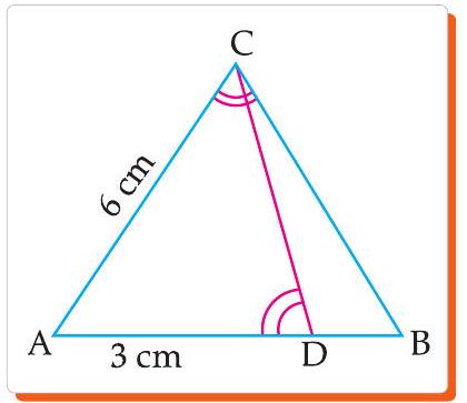 Triangle with angles ACB and CDA