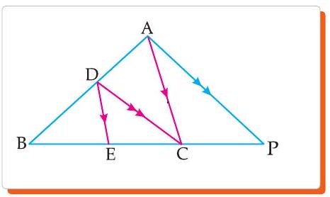 Figure for proof of BE/EC = BC/CP