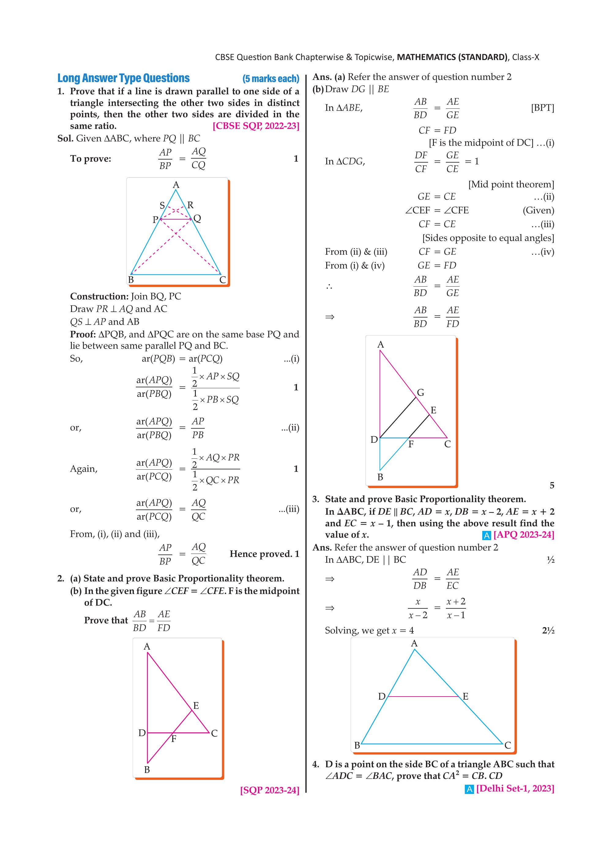 Triangle ABC with PQ parallel to BC