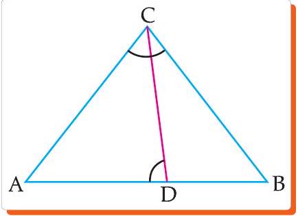 Triangle ABC with D on BC