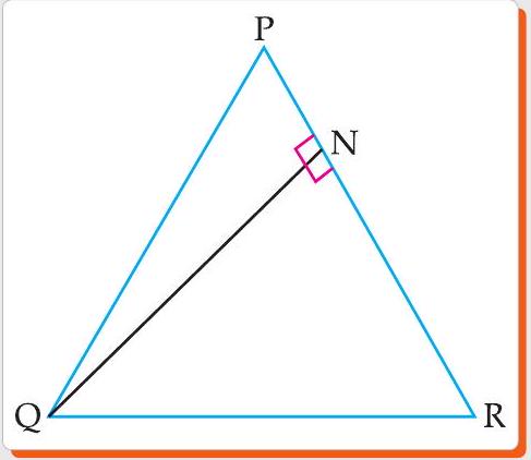 Triangle PQR with QN perpendicular to PR