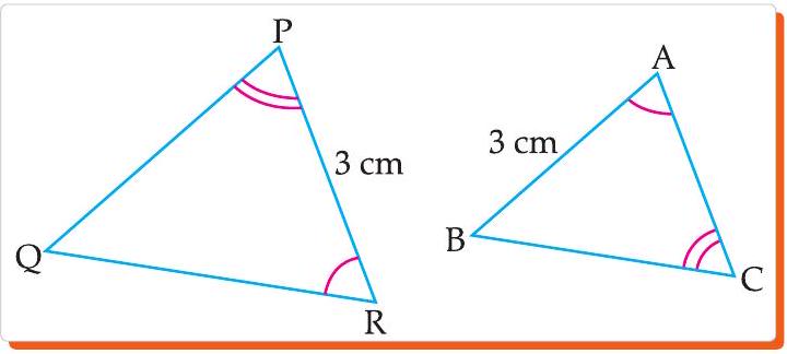 Two scalene triangles PQR and CBA