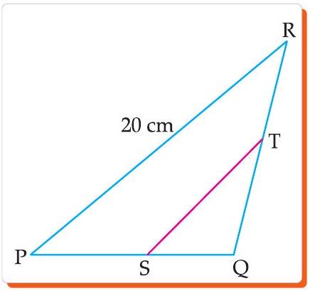 Triangle PQR with ST drawn