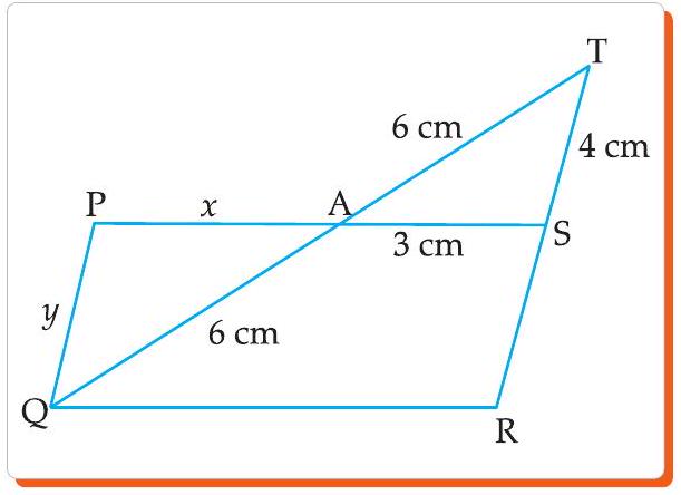 Parallelogram PQRS with point A and T marked