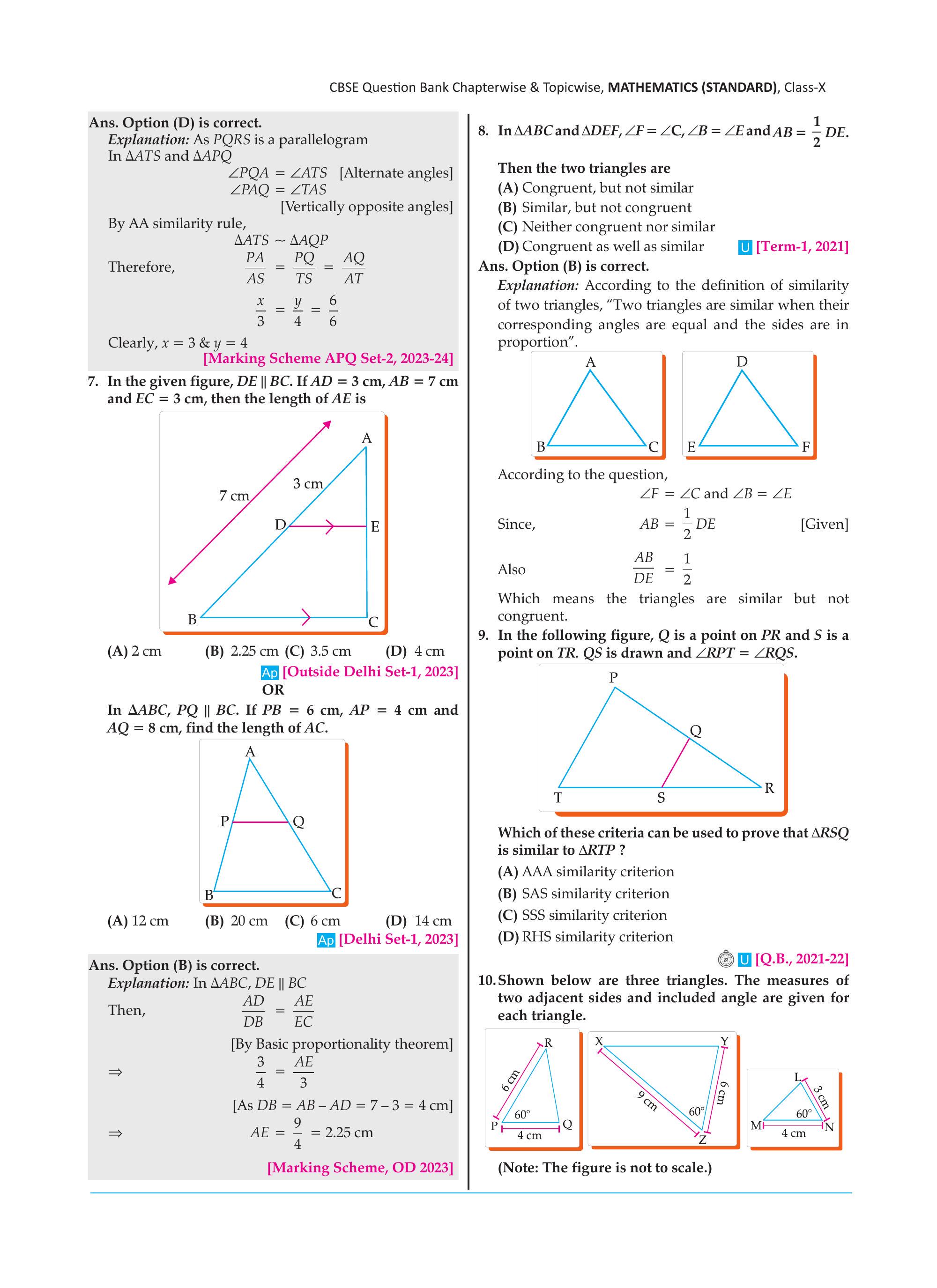 Triangle ABC with DE parallel to BC