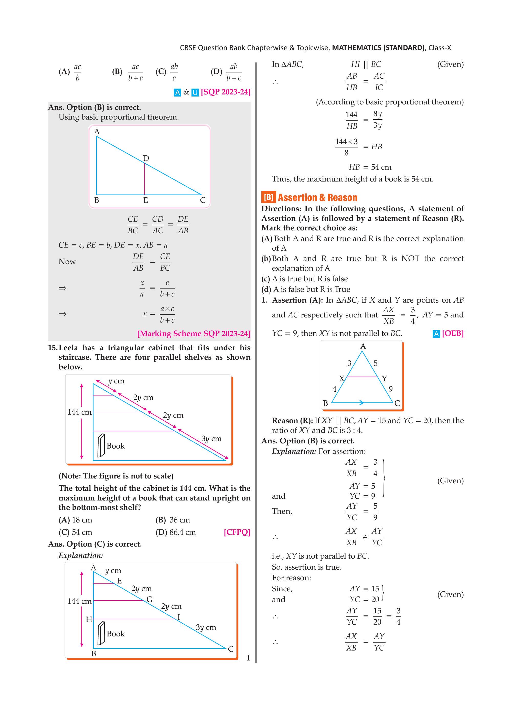 Triangular cabinet with four parallel shelves