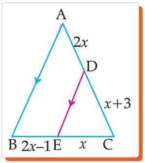 Triangle ABC with D on CA and E on CB