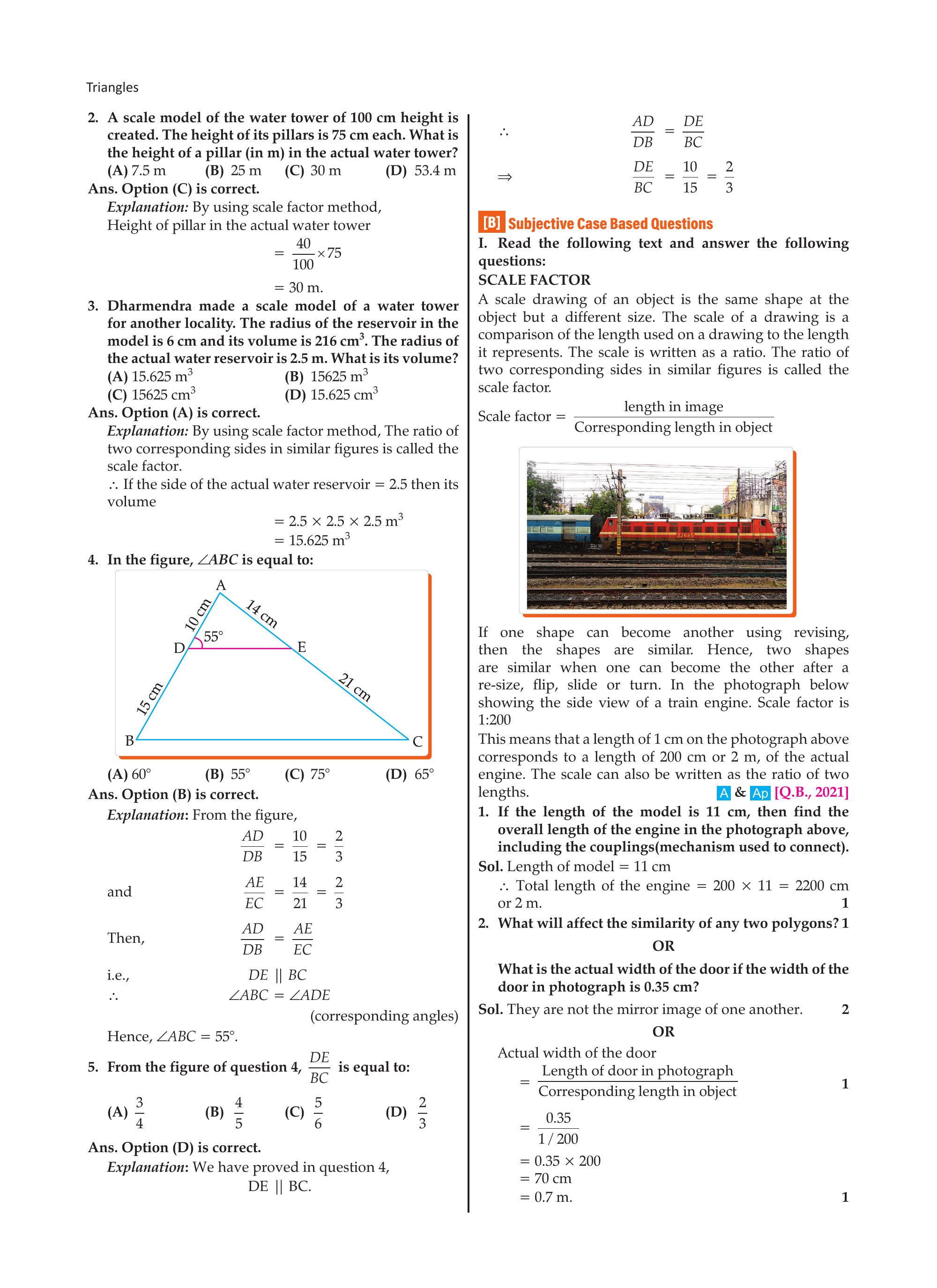 Triangle ABC with D and E on sides