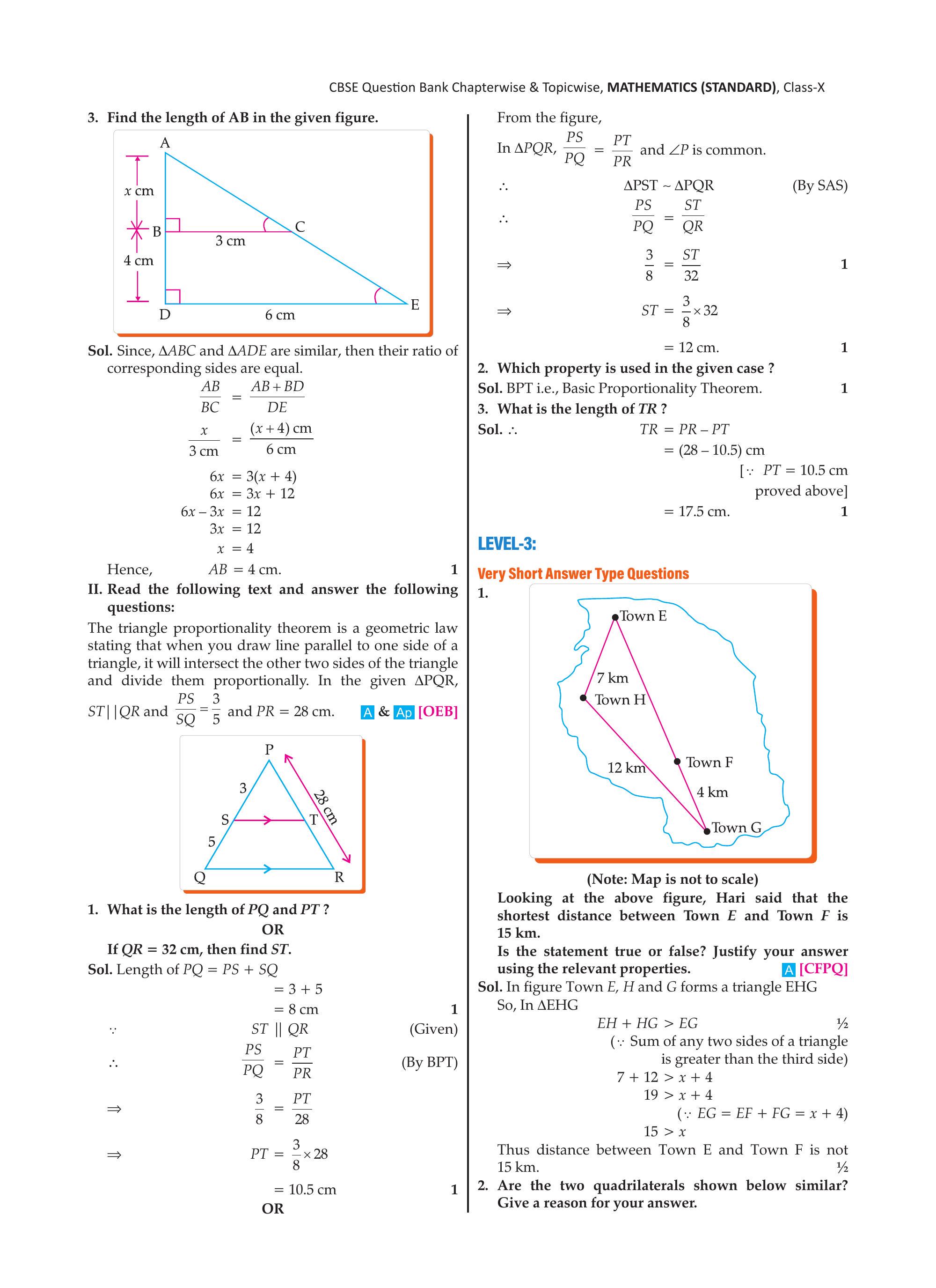 Similar triangles ABC and ADE