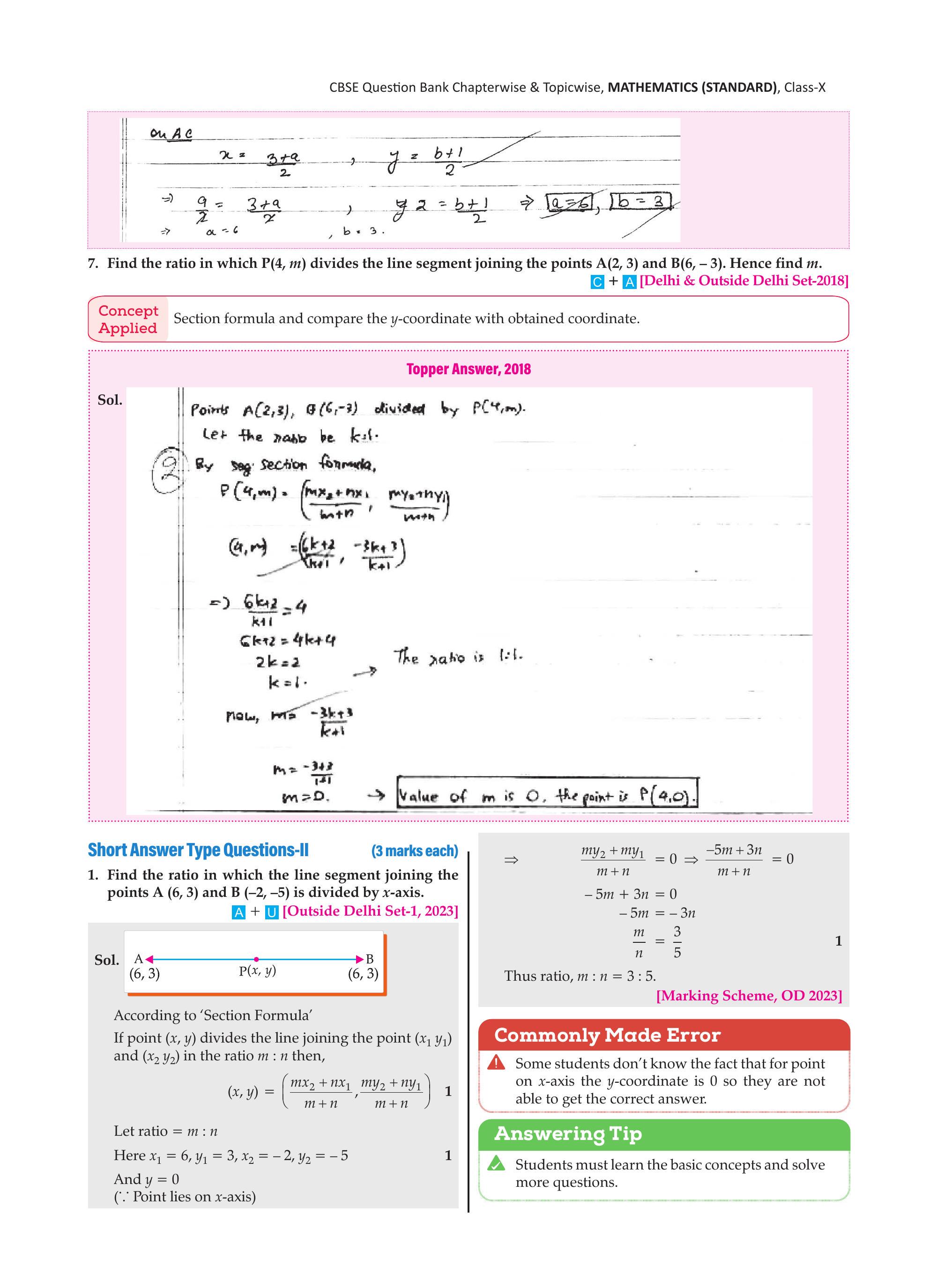 X-axis dividing line segment AB
