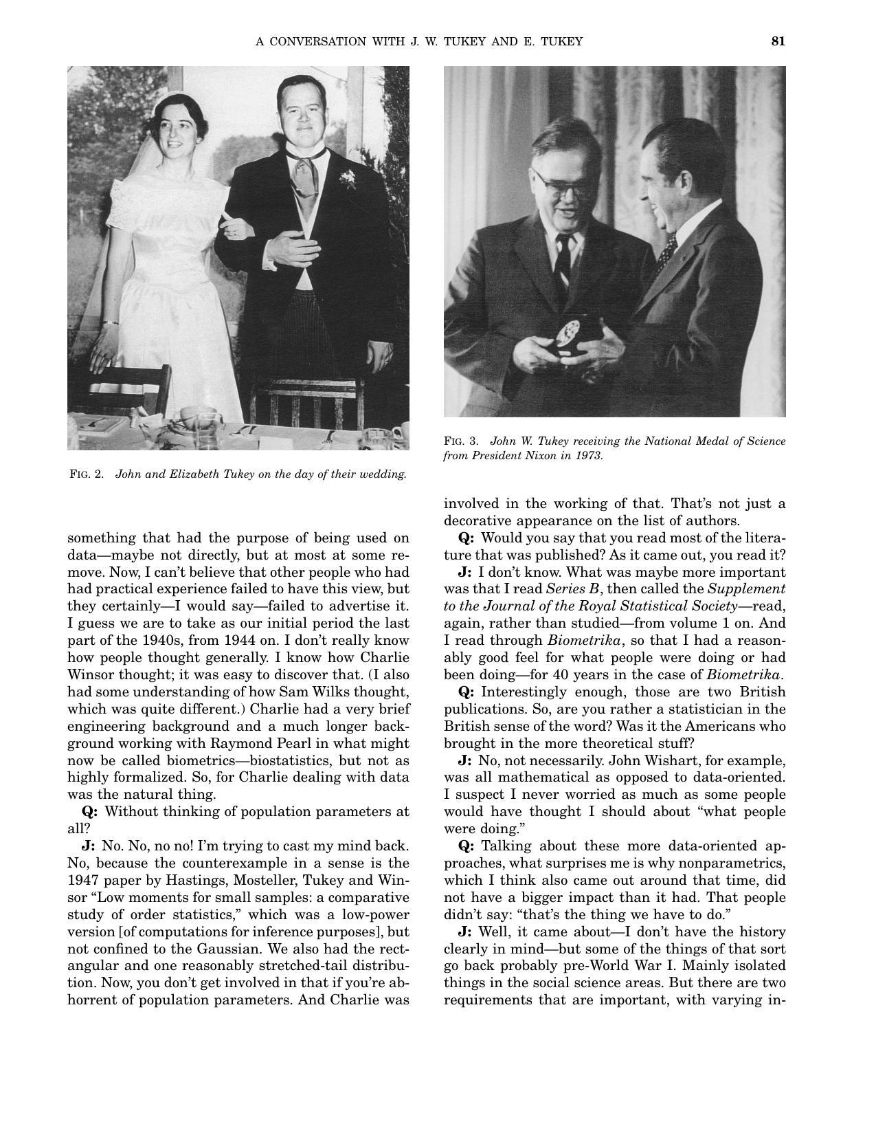 图2.John和Elizabeth Tukey在他们结婚的那天。