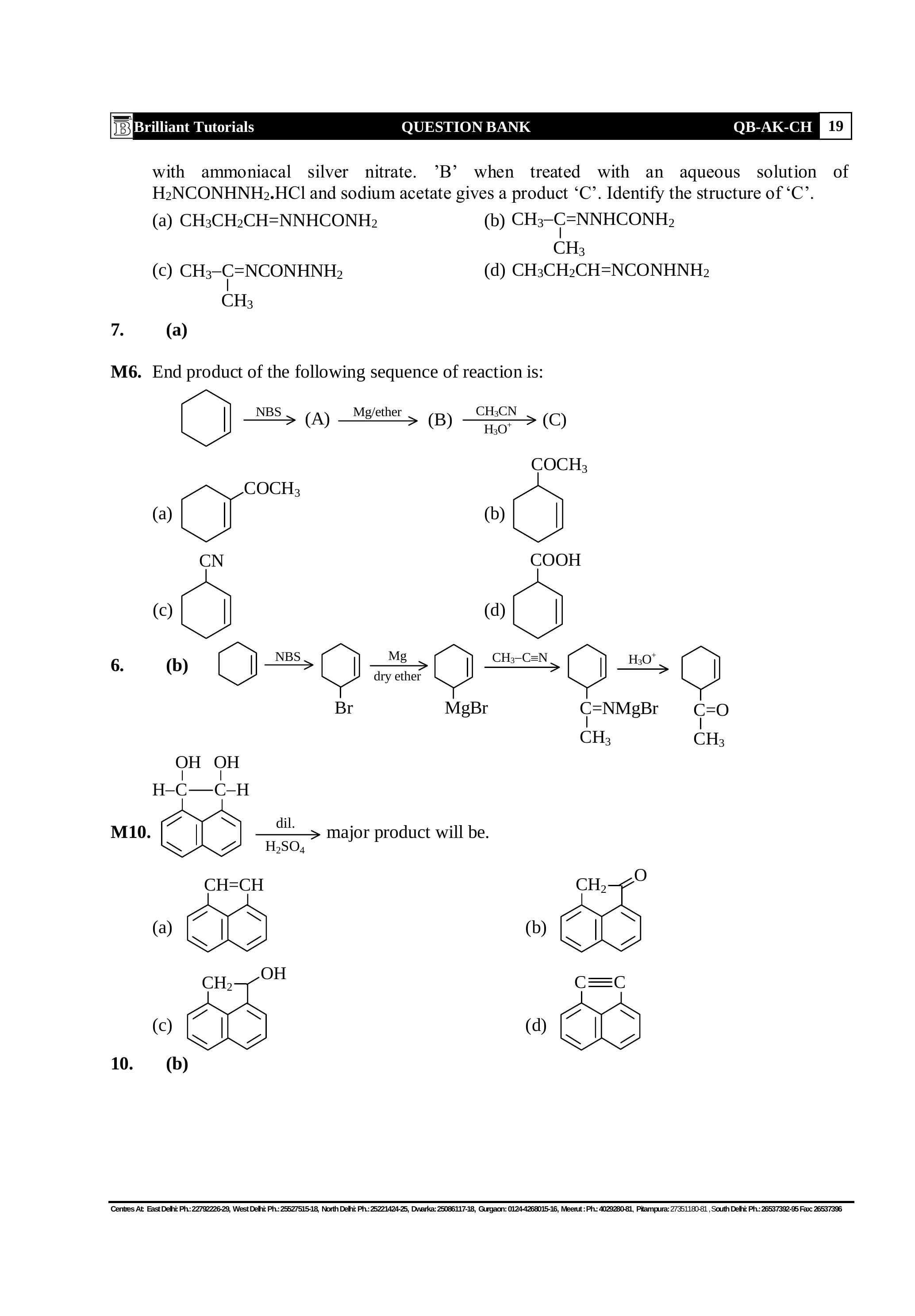 Question diagram: major product will be.