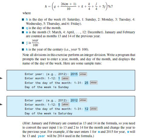 (Science: day of the week) Zeller’s congruence is an algorit | Quizlet